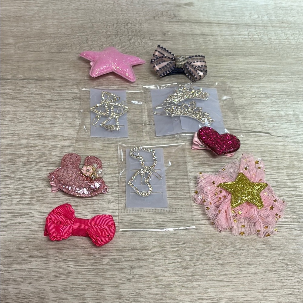 Assorted Pink and Silver Hair Accessories